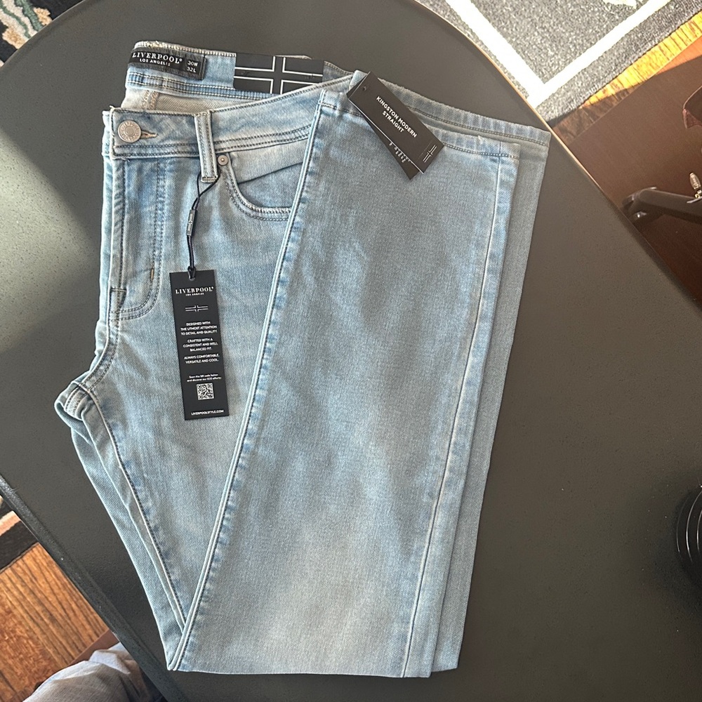 Liverpool Men's Slim Straight Jeans in Light Blue (30W x 32L)